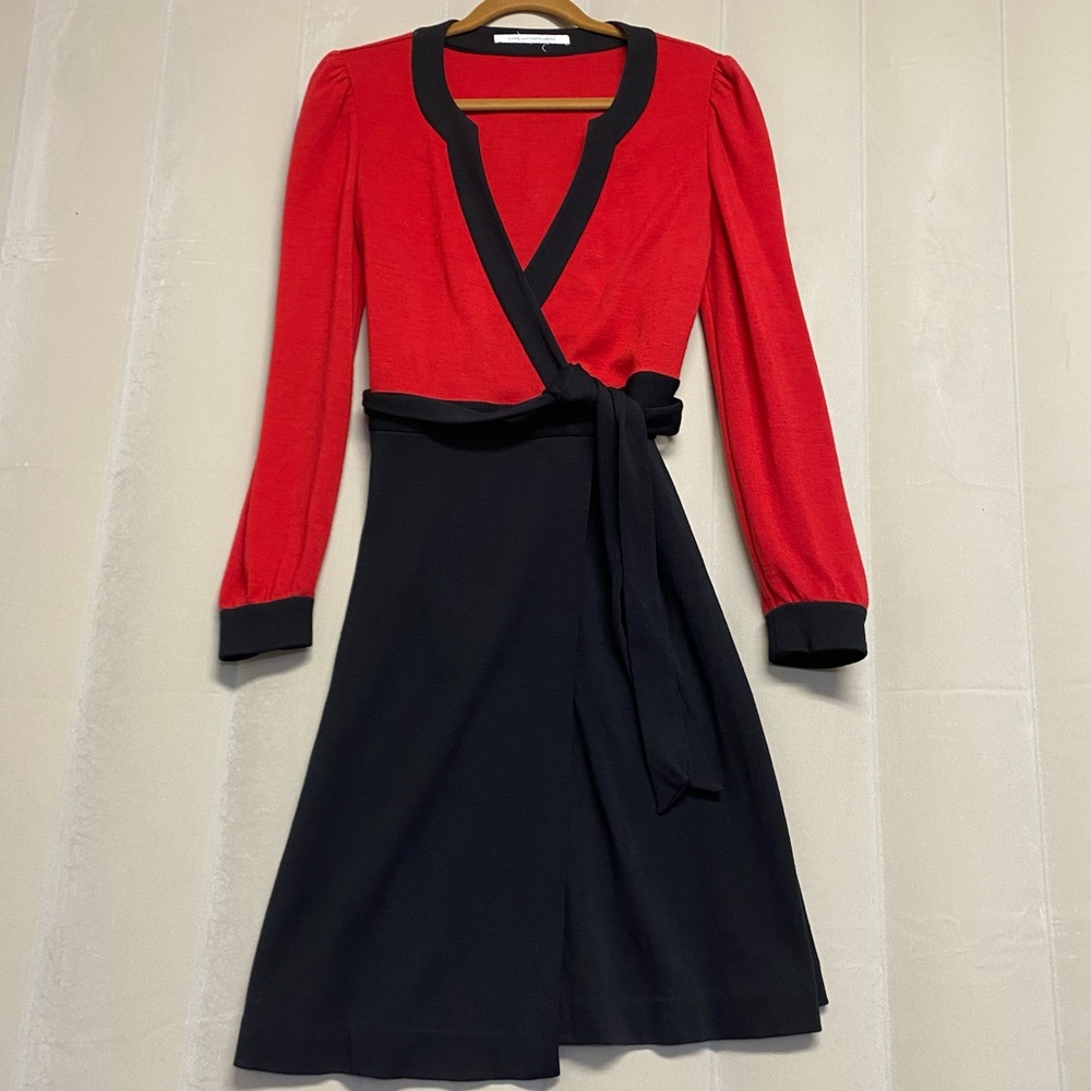 Diane von Furstenberg DVF Women’s Brette Wrap Dress 100% Wool Designer Luxury